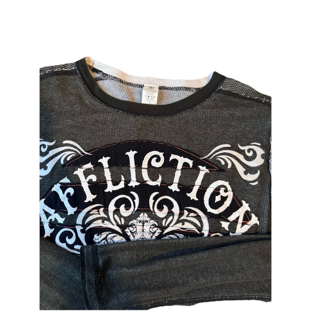 Affliction Mens Reversible Thermal Long Sleeve Shirt Size Large L  USA